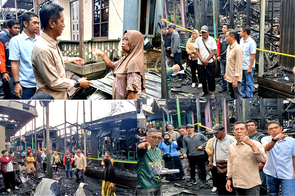 TINJAU LOKASI KEBAKARAN.